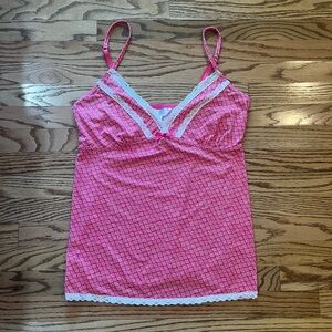 pink and white lace camisole